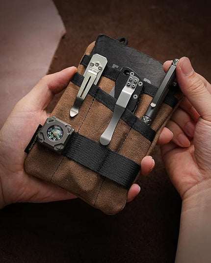 VIPERADE VE1-OW EDC Pouch, Waxed Canvas Pocket Organizer, EDC Pocket Organizer Pouch for Men, 3 Tool Slots with 1 Zipper Pocket Great for EDC Gears
