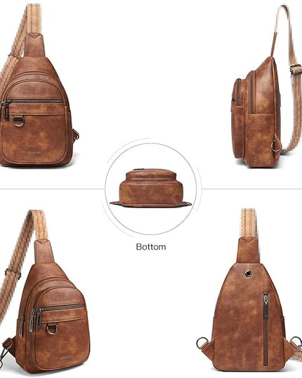 7L Sling Bag for Women Men Vegan Leather Crossbody Bags Fanny Pack Purse Backpack Over Shoulder Bag Travel Anti Theft
