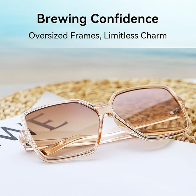 Dollger Oversized Square Sunglasses for Women Big Large Wide Fashion Shades for Men UV Protection Unisex