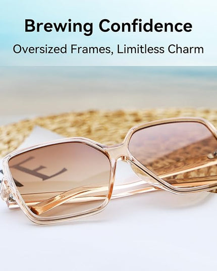 Dollger Oversized Square Sunglasses for Women Big Large Wide Fashion Shades for Men UV Protection Unisex