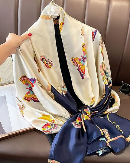 Fashion Scarves Scarf 100% Silk Feeling Scarf Silk Like Scarves Long Lightweight Sunscreen Shawls for Women