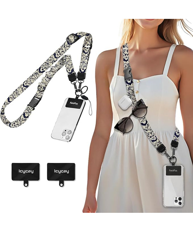 Phone Lanyard Crossbody, Gothic Bat Cell Phone Strap for Around The Neck Adjustable, Goth Teacher Anti Theft Cute Lanyard for iPhone Case ID Holder Keys Accessories Travel Essential
