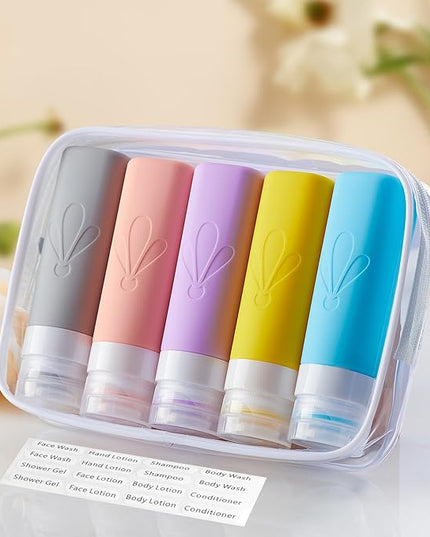 INSFIT Travel Bottles for Toiletries, TSA Approved 3oz Travel Size Toiletries, BPA Free Leak Proof Squeezable Silicone Tubes Travel Essentials for Shampoo Conditioner Lotion Soap