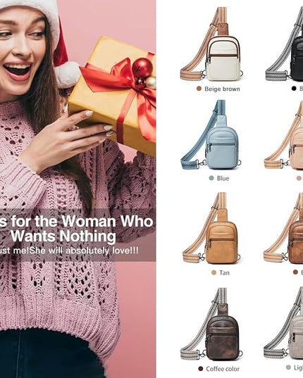 Sling Bag For Women Faux Leather Small Casual Daypack Backpack Fanny Pack Crossbody Chest Bags Purse