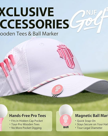 NJF Golf™ Hat Men - Breathable Mens Golf Hats, Adjustable Rope Snapback Cap, Convenient Cap with Tee Holder