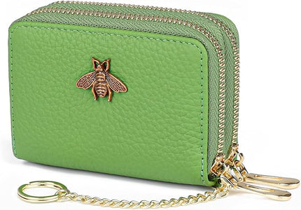 imeetu RFID Credit Card Holder, Small Leather Zipper Card Case Wallet for Women