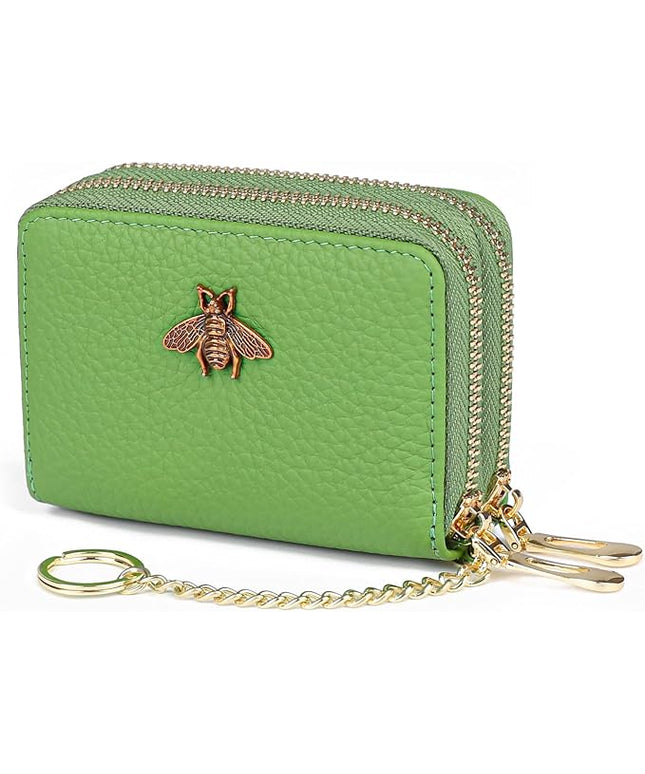 imeetu RFID Credit Card Holder, Small Leather Zipper Card Case Wallet for Women