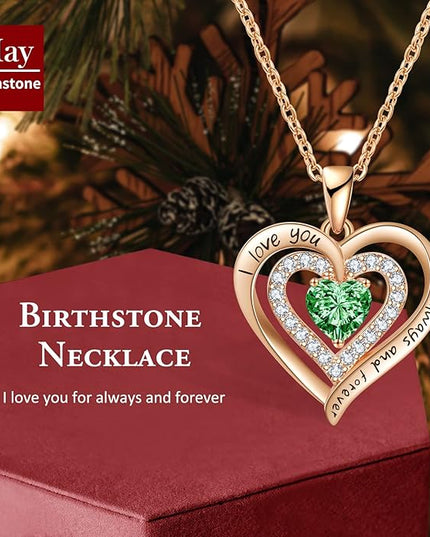 REDBEE Necklaces for Women Birthstone Heart Necklace Jewelry for Wife Girlfriend Woman Necklace