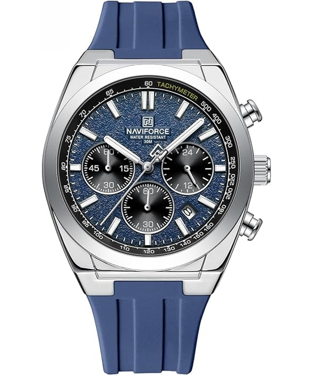 NAVIFORCE Watches for Men Multifunctional Chronograph Analog Quartz Waterproof Wirstwatch Silicone Strap Man Gifts