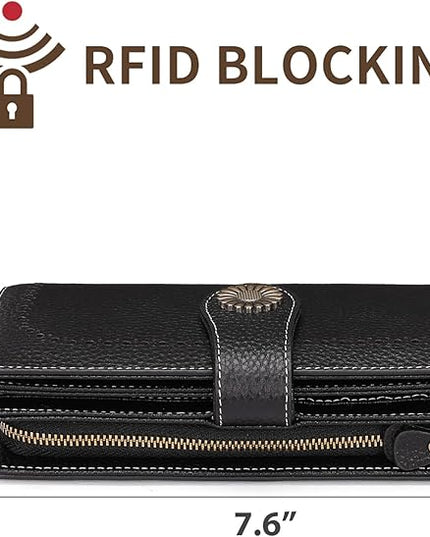 SENDEFN Wallets for Women Leather Credit Card Holder with RFID Blocking Large Capacity Wristlet | with RFID Blocking, Large Capacity, Wristlet, with RFID Blocking, Large Capacity, Wristlet