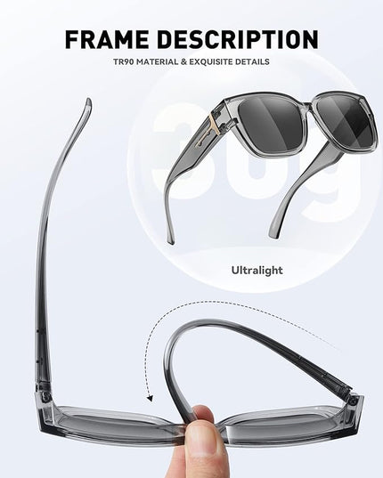 MEETSUN Oversized Fit Over Glasses Sunglasses for Women Men Large Trendy Polarized Sunglasses for Driving UV Protection