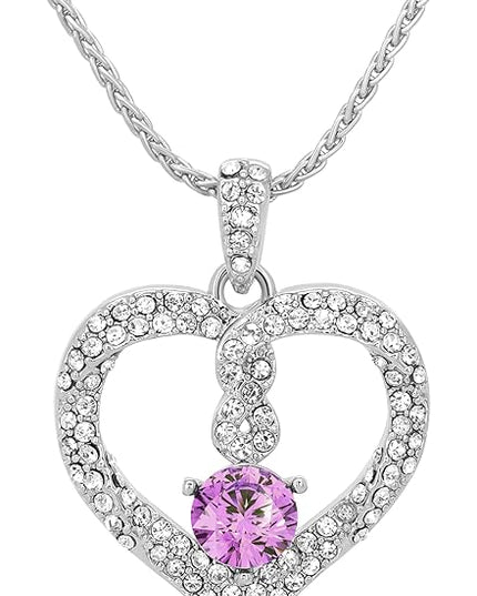 TRYNDI Birthstone Necklace for Women - Infinity 12 Months Birthstone Necklace, Christmas Gifts for Wife, Daughter, Girlfriend, Mom - Mother’s Day, Valentine’s, Anniversary, Birthday Gift for Her