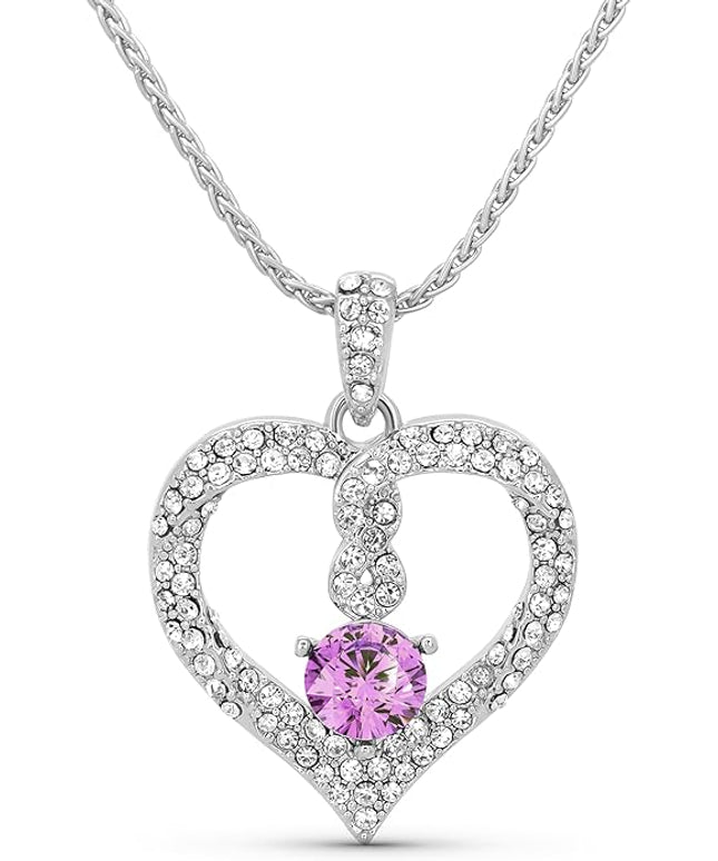 TRYNDI Birthstone Necklace for Women - Infinity 12 Months Birthstone Necklace, Christmas Gifts for Wife, Daughter, Girlfriend, Mom - Mother’s Day, Valentine’s, Anniversary, Birthday Gift for Her