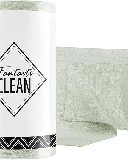 Fantasticlean Microfiber Cleaning Cloth Roll -75 pack, Tear Away Microfiber Towels, 12" x 12", Reusable, Washable, Scratch Free, Ultra Absorbent Dishcloth for All-around Cleaning Supplies (Moss Green)