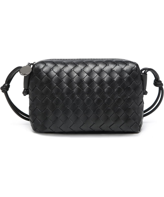Woven Leather Crossbody Bag,Small Woven Crossbody Purse for Women, Mini braided Clutch Shoulder Handbag,Light Weight