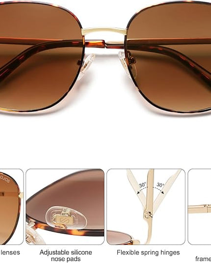 SOJOS Classic Trendy Square Sunglasses for Women Men Cute Big Frame Gold Shades SJ1137