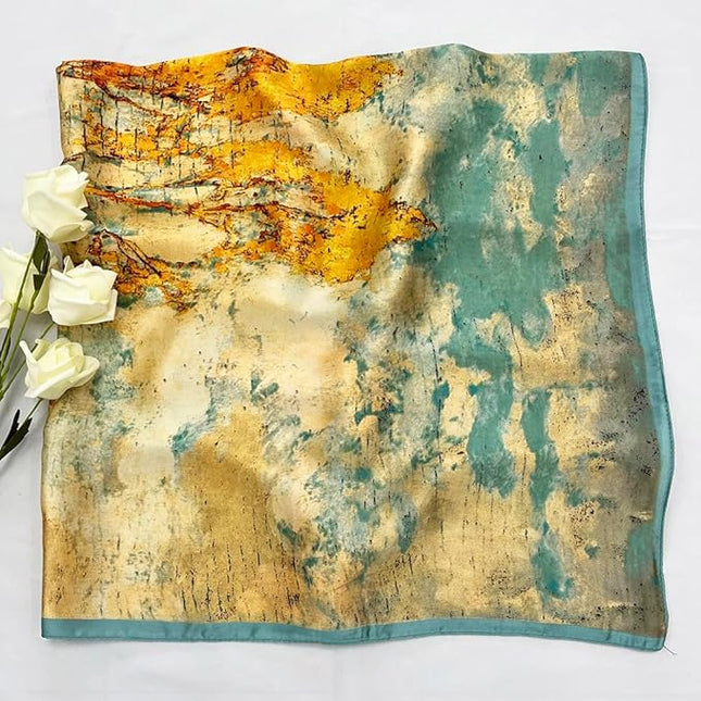 Julunar Silk Like Head Scarf for Women - Satin Large Hair Scarves - 35" Square Silk Hair Wrap for Sleeping with Gift Packed