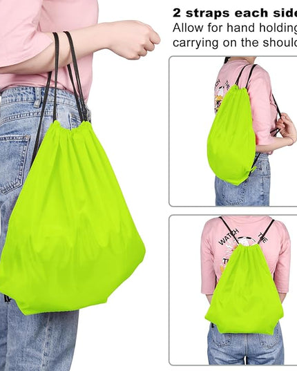KUUQA 50Pcs Fluorescent green Drawstring Backpack Bulk Drawstring Bags String Bags Storage Bags Gym Backpack for Sport Gym Traveling