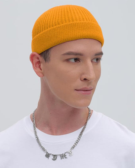 ROYBENS Thin Swag Wool Short Fisherman Beanie for Men Women, Knit Cuff Trawler Beanie Watch Hat, Soft Spring Fall Skull Cap