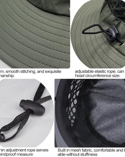 Sireck Fishing Hat, UPF50+ Wide Brim Sun Hat for Men Women, UV Protection Hiking Beach Bucket Hats Summer Safari Hat