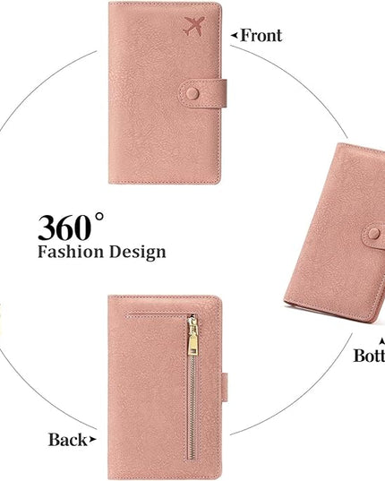 RFID Blocking Passport Wallet Cover Case Travel Document Organizer for Women and Men,Travel Wallet for Credit Card