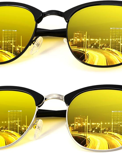 KALIYADI Polarized Sunglasses for Men and Women Semi-Rimless Frame Driving Sun glasses UV Blocking