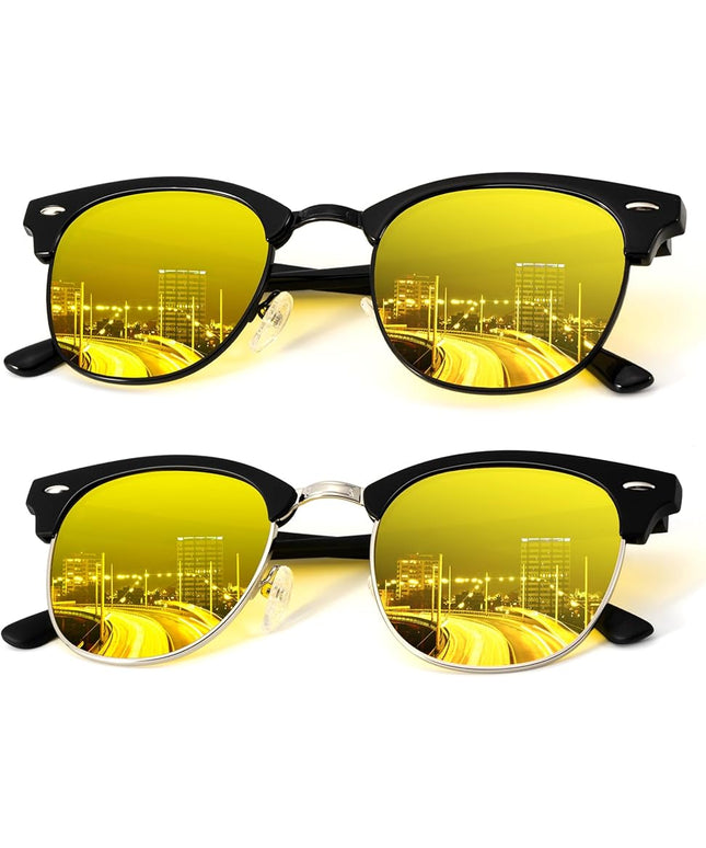 KALIYADI Polarized Sunglasses for Men and Women Semi-Rimless Frame Driving Sun glasses UV Blocking