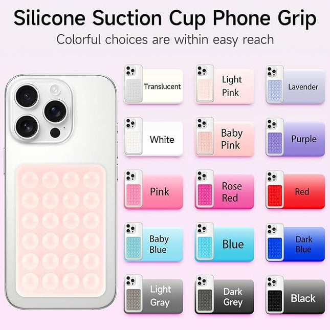 2 Pack Silicone Suction Phone Case Mount, Silicon Adhesive Smartphones Stand Sticky, Non Slip Suction Cup, Hands-Free Phone Accessories Holder for Selfies and Videos White