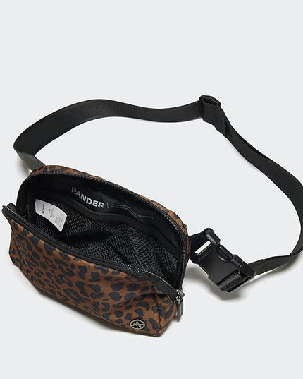 Pander Two Way Zipper Fanny Pack Nylon Everywhere Belt Bag for Women, Water Repellent Waist Packs, Crossbody Bags with Adjustable Strap (Midnight Leopard)