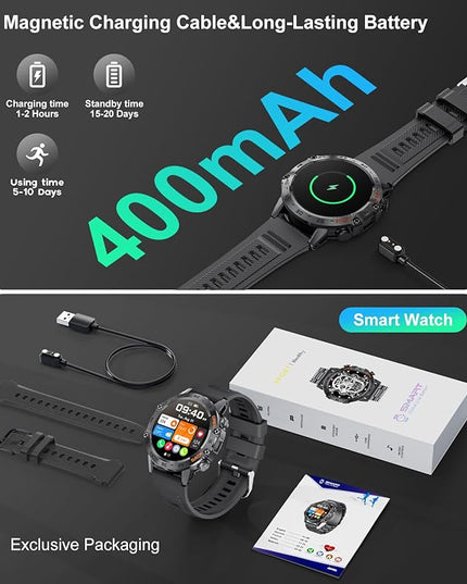 SUNKTA Military Smartwatches for Men,120 Sports Modes Smart Watches with Bluetooth Call (Answer/Dial Calls), 5ATM Waterproof Rugged Tactical Fitness Tracker 1.39''HD Smart Watch for iPhone Android