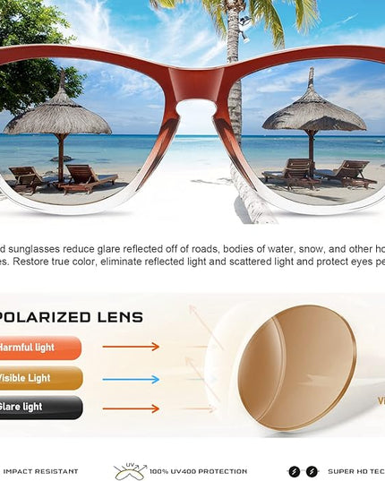 DANAMY Sunglasses Womens Polarized Sunglasses for Women Trendy Designer Mirrored UV400 Protection Sun Glasses