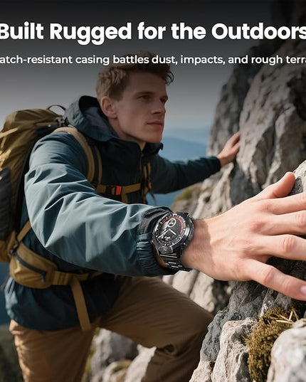 WalkerFit Smart Watch for Men, 1.43" Round AMOLED, 5ATM Waterproof for Swim,Heart Rate & Sleep Monitor,Long Battery,Outdoor Activity Tracker,Voice Control&Bluetooth Call,Android Compatible with iPhone