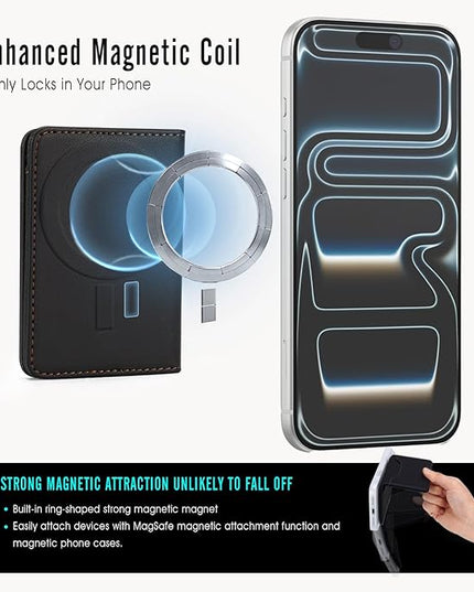 ASAPDOS for MagSafe Wallet,Magnetic Card Holder RFID Blocking Wallet with 5 Card Slots & Cash Pocket for iPhone 17/16/ 15/14/ 13/12/ Pro/Max/Plus/Air Black