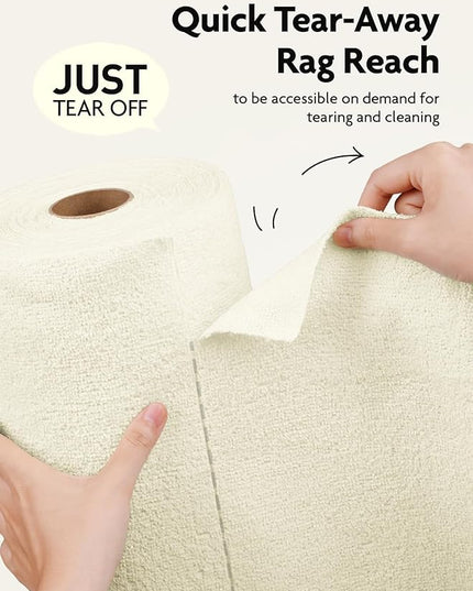 Fantasticlean Microfiber Cleaning Cloth Roll -30 Pack, Tear Away Microfiber Towels, 12" x 12", Reusable, Washable, Scratch Free, Ultra Absorbent Dishcloth for All-Around Cleaning Supplies (Beige)