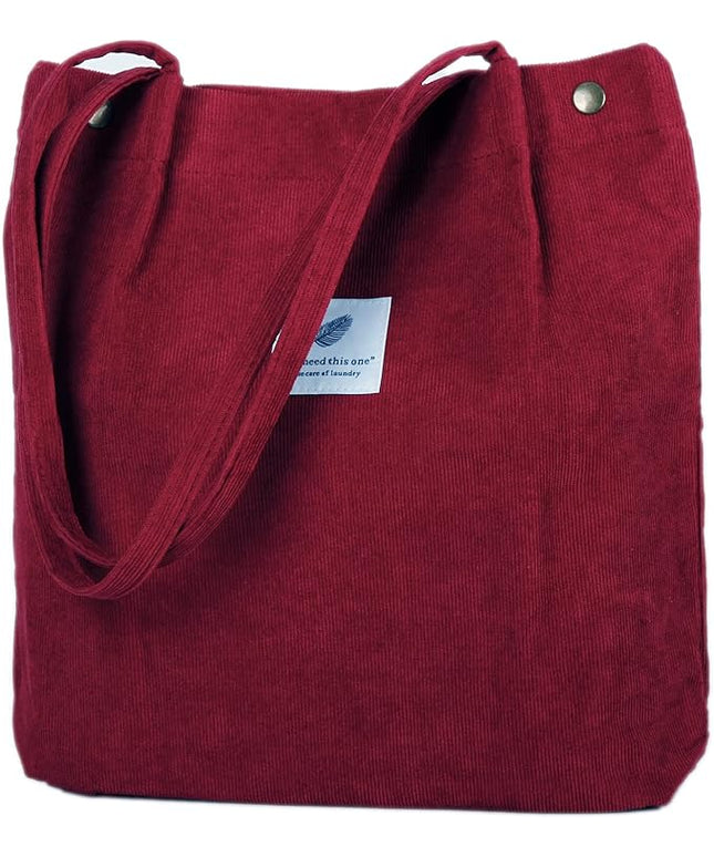 Corduroy Tote Bag Cute Tote Bags for Women Shoulder Bag with Inner Pocket for Work Beach Travel and Shopping Grocery