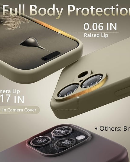 FireNova Magnetic for iPhone 17 Case, Compatible with MagSafe, [Integrated Silicone Camera Control Button] [Camera Protection] Anti-Scratch Microfiber Lining Phone Case, 6.3", Khaki
