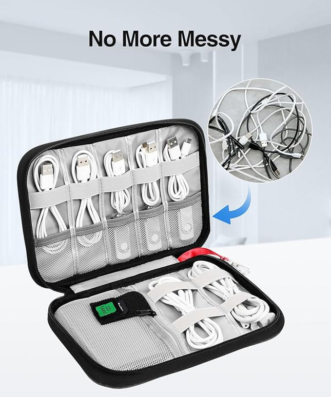 Luxtude Cable Organizer Bag, Travel Cord Organizer Bag, Electronic Organizer Travel Case, Portable Charger Organizer Case, Compact Tech Bag & Wire Pouch, Cable & Cord Storage, Light Blue
