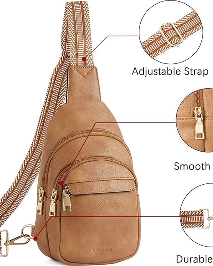 BOSTANTEN Small Sling Bag for Women Leather Crossbody Bags Fanny Pack Chest Bag for Travel