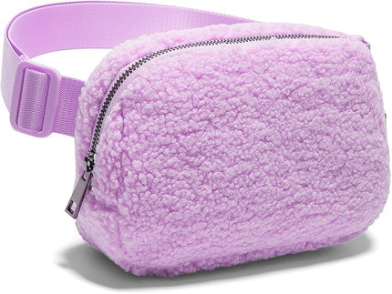 Gitus Fleece Belt Bag Sherpa Fanny Pack Crossbody Bags for Women Fashion Waist Packs with Adjustable Strap for Gym Travel Hiking Running Trending Gifts for Teen Girls Women Men (Lavender)