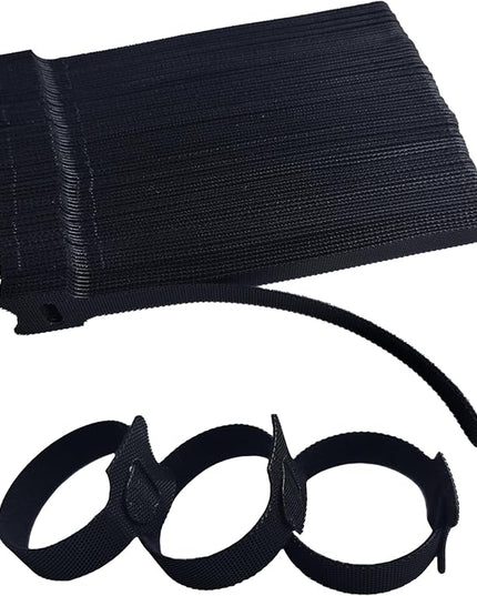 100 PCS 6 Inches Black Reusable Cable Ties, Adjustable Cord Straps, Cable Organizer, Cord Wrap and Hook Loop Cords Management