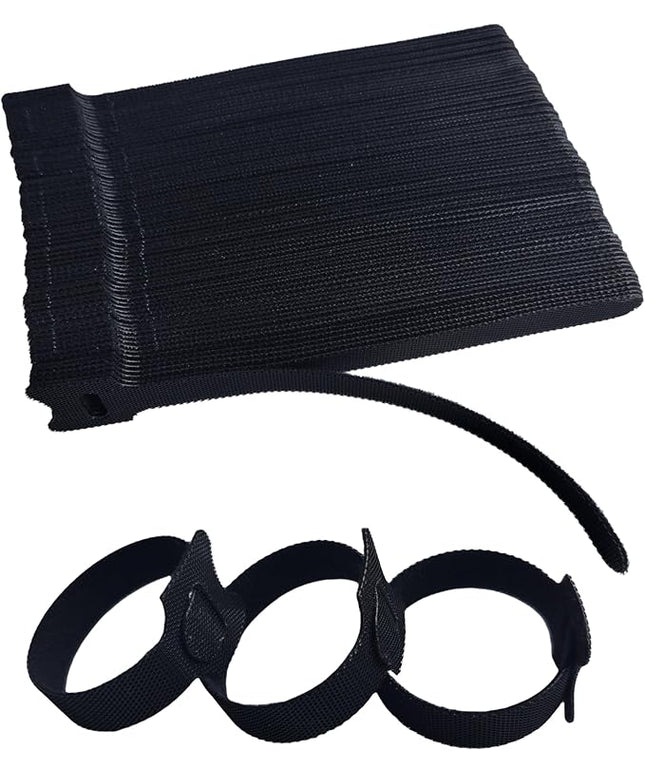 100 PCS 6 Inches Black Reusable Cable Ties, Adjustable Cord Straps, Cable Organizer, Cord Wrap and Hook Loop Cords Management