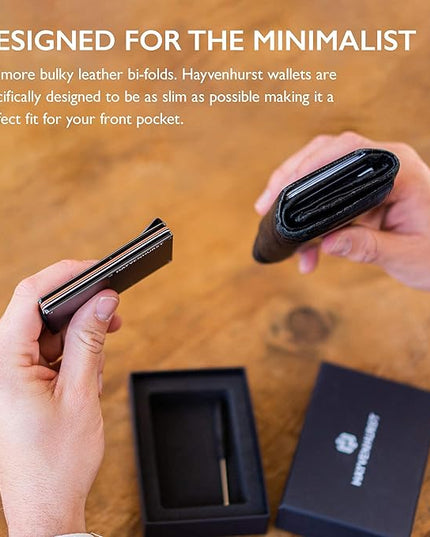 Hayvenhurst Wallet For Men - Reinvented Design Men's Wallet - Slim, Minimalistic & Seamless, Blocks RFID Scanners with a Money Clip (Carbon Fiber)