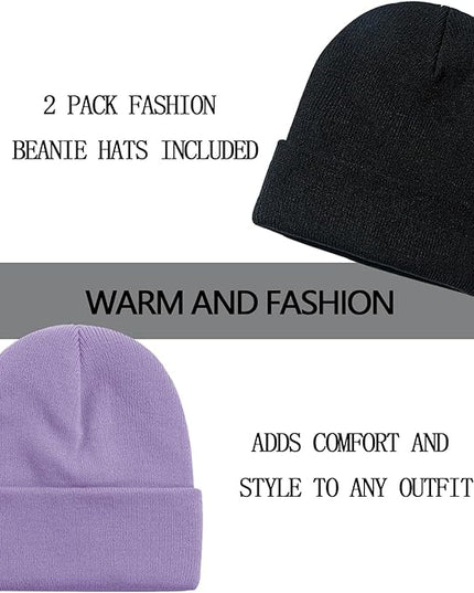 ZOORON 1&2 Pack Beanie for Men Women Slouchy Beanie Hats Winter Knit Caps Soft Ski Hat Unisex