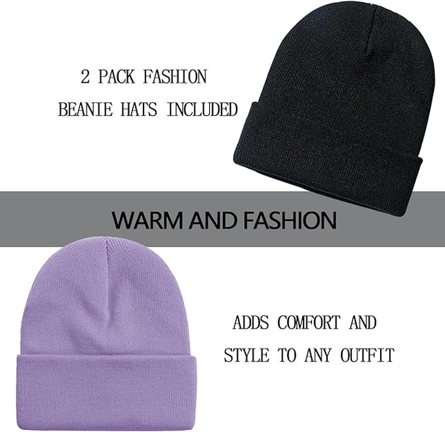 ZOORON 1&2 Pack Beanie for Men Women Slouchy Beanie Hats Winter Knit Caps Soft Ski Hat Unisex