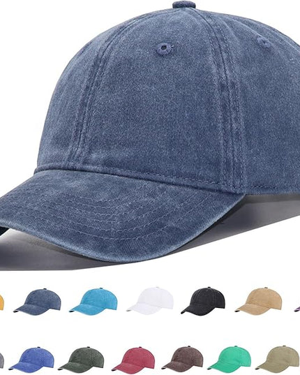 YEANIY Vintage Washed Cotton Plain Baseball Caps Adjustable Unstructured Soft Blank Casual Dad Ball Hats for Men Women