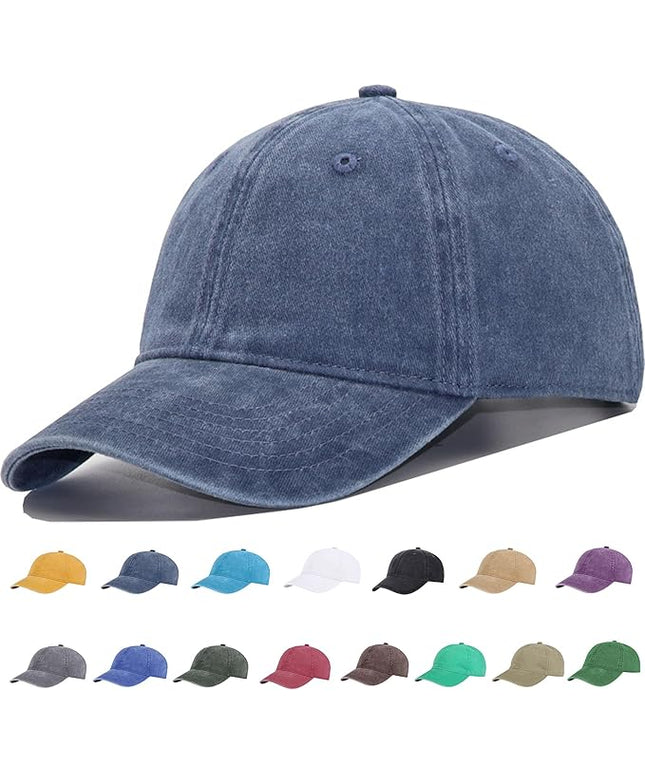 YEANIY Vintage Washed Cotton Plain Baseball Caps Adjustable Unstructured Soft Blank Casual Dad Ball Hats for Men Women