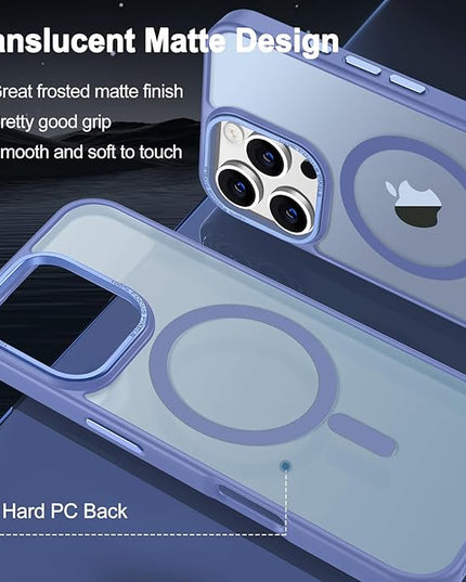 Hython Case for iPhone 16 Pro Case Magnetic Translucent Matte Phone Cases 6.3" [Compatible with MagSafe] Thin Slim Fit Shockproof Bumper Hard Protective Cover for Women Men Girls, Light Blue