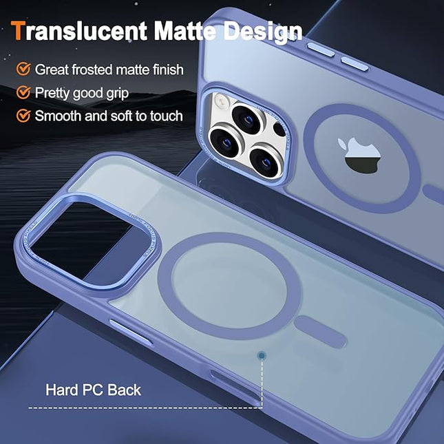 Hython Case for iPhone 16 Pro Case Magnetic Translucent Matte Phone Cases 6.3" [Compatible with MagSafe] Thin Slim Fit Shockproof Bumper Hard Protective Cover for Women Men Girls, Light Blue
