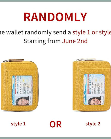 RNIEGA Credit Card Holder Wallet RFID Blocking Leather Small Wallet for Women Double Zipper Wallet with ID Window