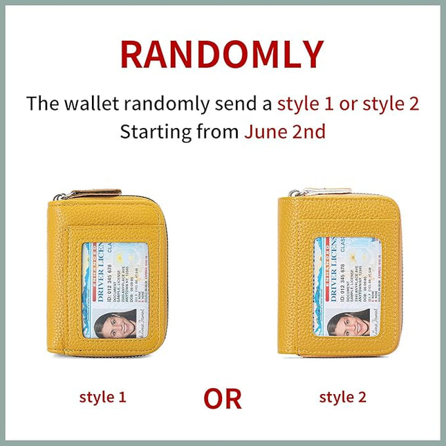 RNIEGA Credit Card Holder Wallet RFID Blocking Leather Small Wallet for Women Double Zipper Wallet with ID Window